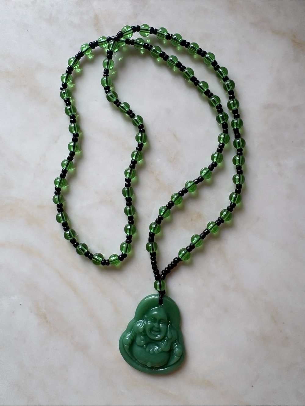 Green Buddha Beaded Necklace - Unbranded